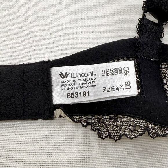 Wacoal Women's Embrace Lace Underwire Bra High Cut Panty Set 36C Small Black - Picture 6 of 15